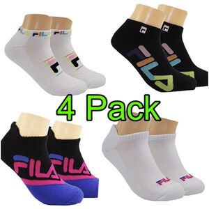 Fila 4-Pack Half Cushion No Show Socks White Black